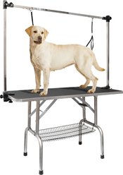 LovMor Foldable Dog & Cat Bath Grooming Table with Adjustable Height Arm, Black, 46-in