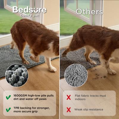 Show full view: Bedsure Indoor Muddy Dog Door Mat, Grey, 19 x 30-in slide 3 of 10