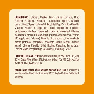 Show full view: Natural Farm Chicken Patties Grain-Free Freeze-Dried Dog Food, 14-oz bag slide 9 of 11