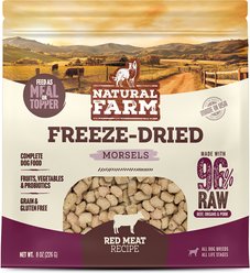 Natural Farm Beef Morsels Grain-Free Freeze-Dried Dog Food, 8-oz bag