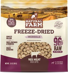 Natural Farm Beef Morsels Grain-Free Freeze-Dried Dog Food, 3.5-oz bag