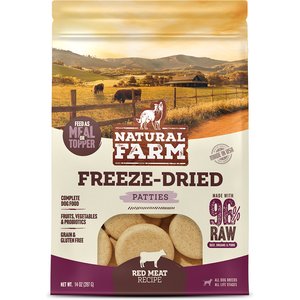 Natural Farm Beef Patties Grain-Free Freeze-Dried Dog Food, 14-oz bag