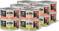 ACANA Salmon & Chicken + Lamb & Kidney Variety Pack Chunks in Broth Wet Cat Food, 3-oz can, case of 12