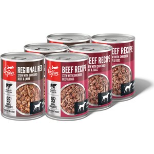 ORIJEN Regional Red & Beef Variety Pack Real Meat Shreds Wet Dog Food, 12.8-oz can, case of 6