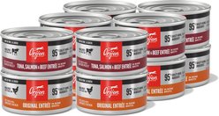 ORIJEN Premium Original Entrees Variety Pack Tuna Salmon & Beef Pate Wet Cat Food, 3-oz can, case of 12