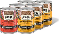 ACANA Premium Beef & Poultry Pate in Bone Broth Variety Pack Grain-Free Wet Dog Food, 12.8-oz can, case of 6