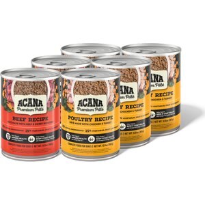 ACANA Premium Beef & Poultry Pate in Bone Broth Variety Pack Grain-Free Wet Dog Food, 12.8-oz can, case of 6