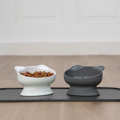 Show full view: Kitty City Cat Ear Slow-Feed Elevated Cat Bowls, White & Grey, 6.5-oz, 2 count slide 2 of 11