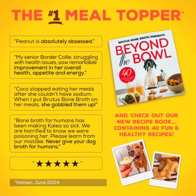 Show full view: Brutus Broth Beef Bone Broth Powder Hip & Joint with Glucosamine On-the-Go Dog Food Topper, 5 count​ slide 6 of 12