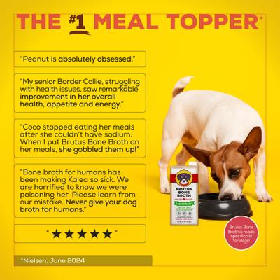 Show full view: Brutus Broth Chicken Bone Broth Hip & Joint with Glucosamine Dog Food Topper, 32-oz box slide 6 of 13