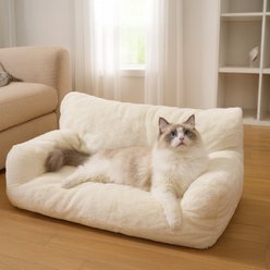 PawsPik Plush Support Sofa Bed for Dogs & Cats, White
