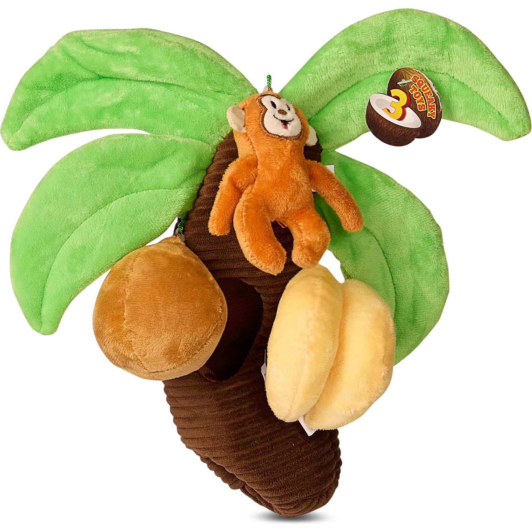 Bow-Wow Pet Palm Tree Hide & Seek Squeaky Dog Plush Toy, 10-in