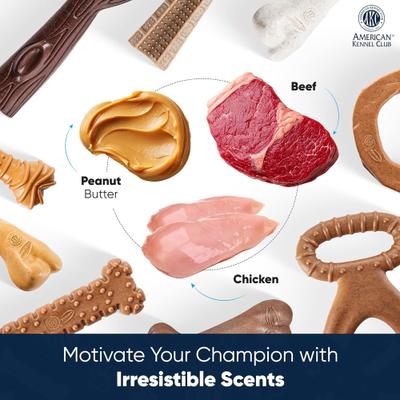 Show full view: American Kennel Club AKC Training Beef Scented Studden Bone Wood-Infused Dog Chew Toy slide 5 of 6