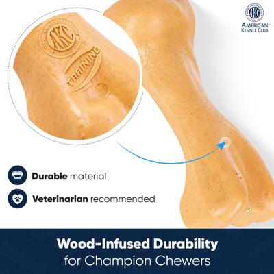 Show full view: American Kennel Club AKC Training Beef Scented Thick Bone Wood-Infused Dog Chew Toy slide 2 of 8