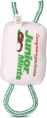 Show full view: Junior Mints Candy Wrapper with Rope Handles Squeaky Dog Plush Toy slide 6 of 6