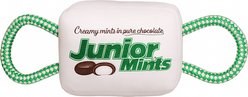 Junior Mints Candy Wrapper with Rope Handles Squeaky Dog Plush Toy