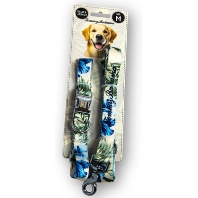 Tommy Bahama Pet Tommy Bahama Pet Nylon Dog Collar & Leash Set, Coconut, Medium: 14 to 22-in neck, 3/4-in wide