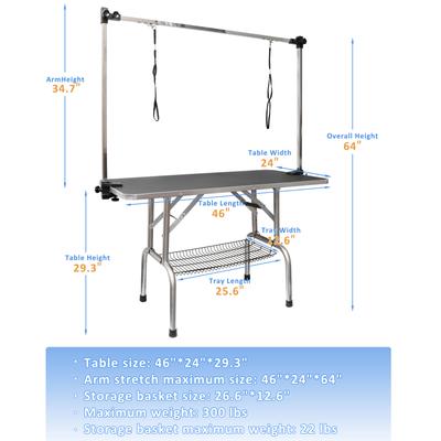 Show full view: LovMor Foldable Dog & Cat Bath Grooming Table with Adjustable Height Arm, Black, 46-in slide 2 of 8