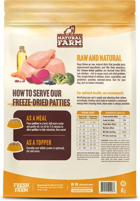 Show full view: Natural Farm Chicken Patties Grain-Free Freeze-Dried Dog Food, 14-oz bag slide 3 of 11