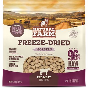 Natural Farm Beef Morsels Grain-Free Freeze-Dried Dog Food, 18-oz bag