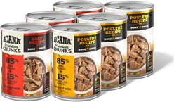 ACANA Premium Beef & Poultry Chunks in Bone Broth Variety Pack Grain-Free Wet Dog Food, 12.8-oz cans, case of 6