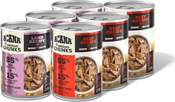 ACANA Premium Beef & Lamb Chunks in Bone Broth Variety Pack Grain-Free Wet Dog Food, 12.8-oz can, case of 6