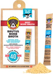 Brutus Broth Beef Bone Broth Powder Hip & Joint with Glucosamine On-the-Go Dog Food Topper, 5 count​