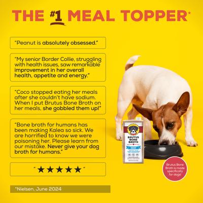 Show full view: Brutus Broth Beef Bone Broth Hip & Joint with Glucosamine Dog Food Topper, 32-oz box slide 6 of 13