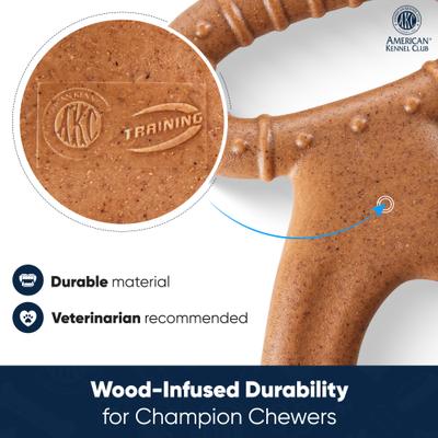 Show full view: American Kennel Club AKC Training Chicken Scented V-Ring Wood-Infused Dog Chew Toy slide 2 of 9