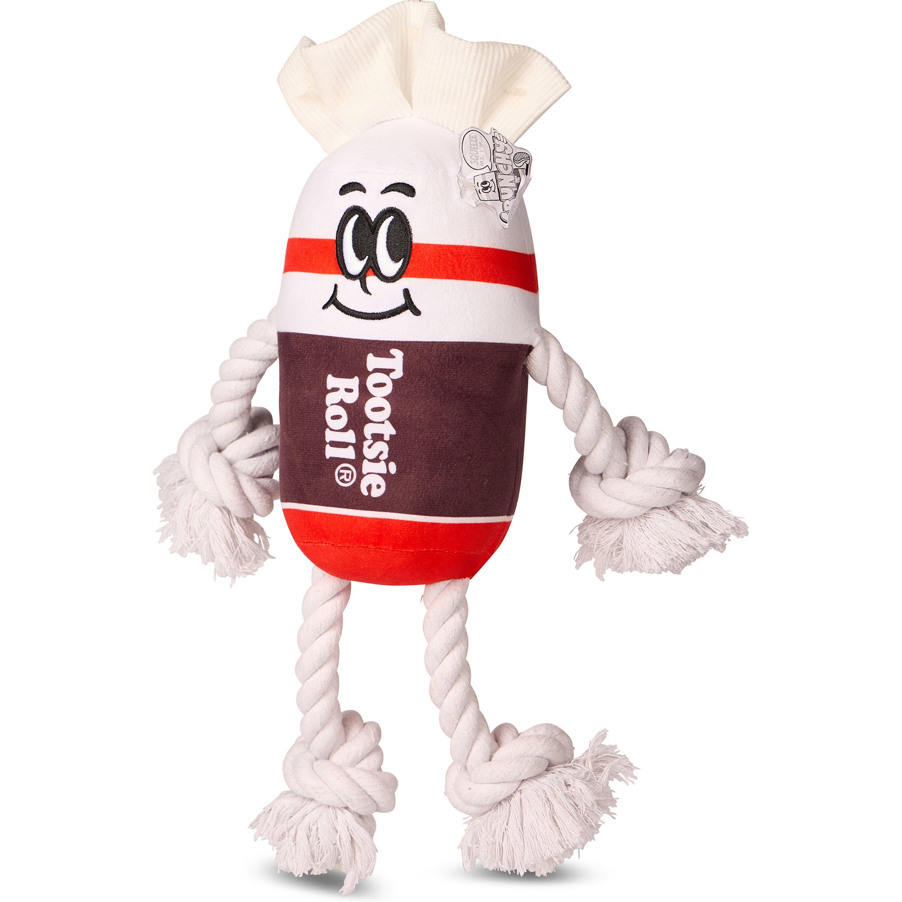 Tootsie Roll Candy Man Squeaky Dog Plush Toy