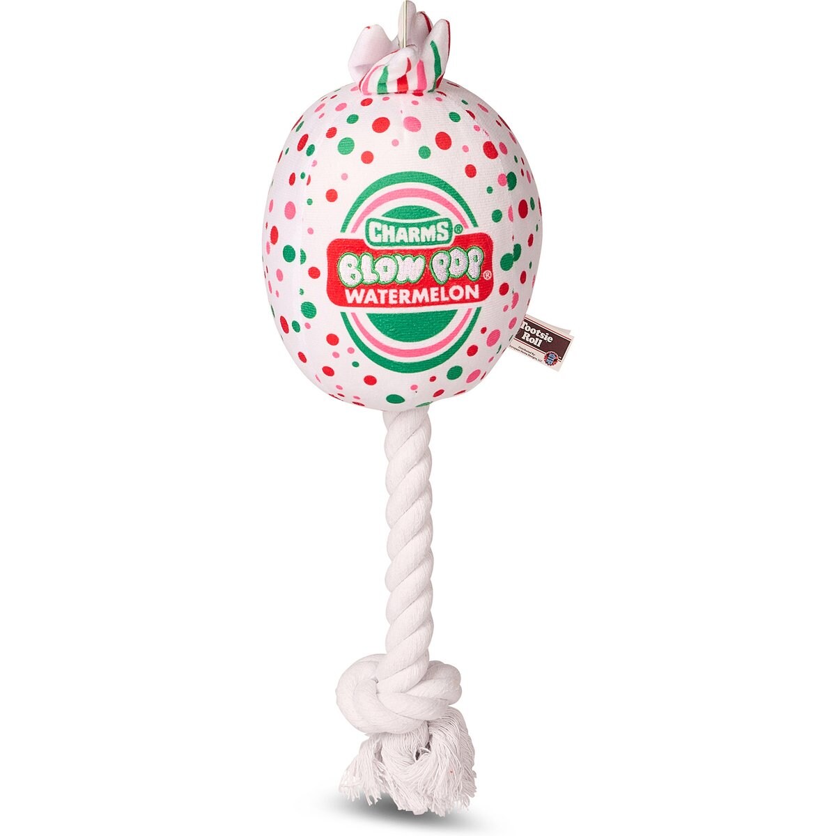 Blow Pop Watermelon Scented Squeaky Dog Plush & Rope Toy, Medium