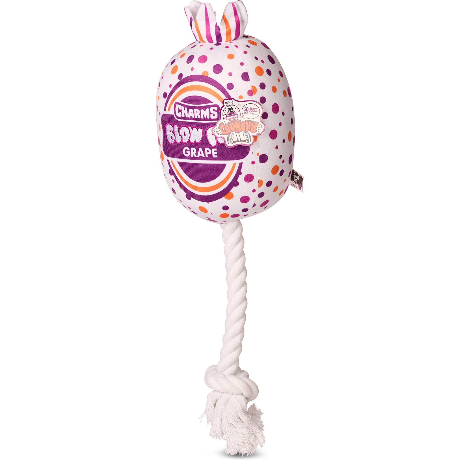 Blow Pop Grape Scented Squeaky Dog Plush & Rope Toy, Jumbo