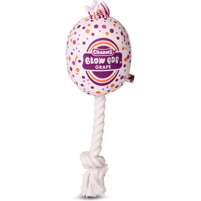 Blow Pop Blow Pop Grape Scented Squeaky Dog Plush & Rope Toy, Medium