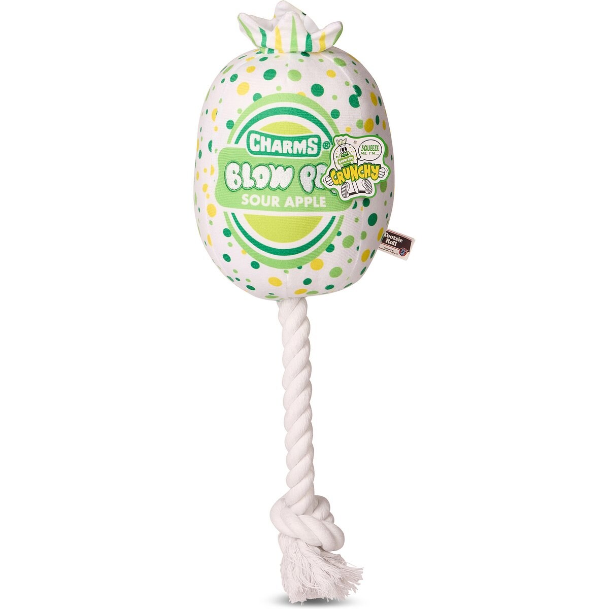 Blow Pop Apple Scented Squeaky Dog Plush & Rope Toy, Medium