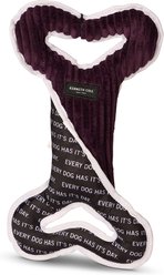 Kenneth Cole Two-Tone Bone Tug Bone squeaky Dog Plush Toy, Purple