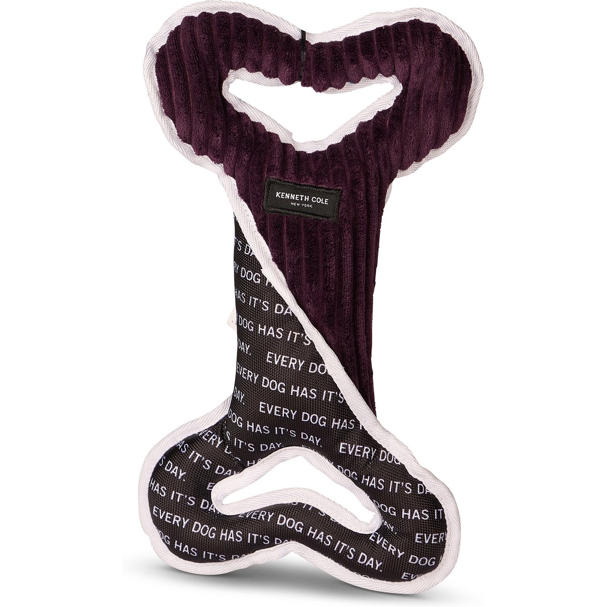 Kenneth Cole Two-Tone Bone Tug Bone squeaky Dog Plush Toy, Purple