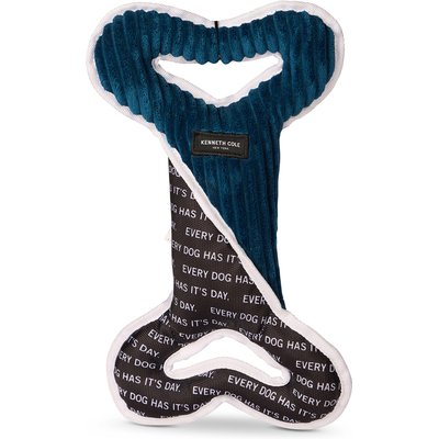 Kenneth Cole Kenneth Cole Two-Tone Bone Tug Bone squeaky Dog Plush Toy, Blue