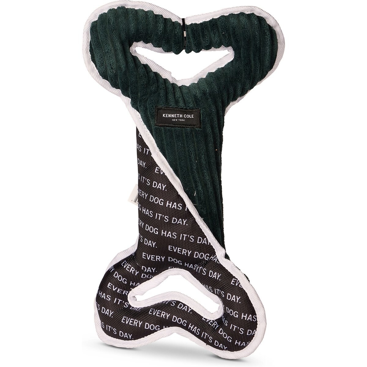 Kenneth Cole Two-Tone Bone Tug Bone squeaky Dog Plush Toy, Green