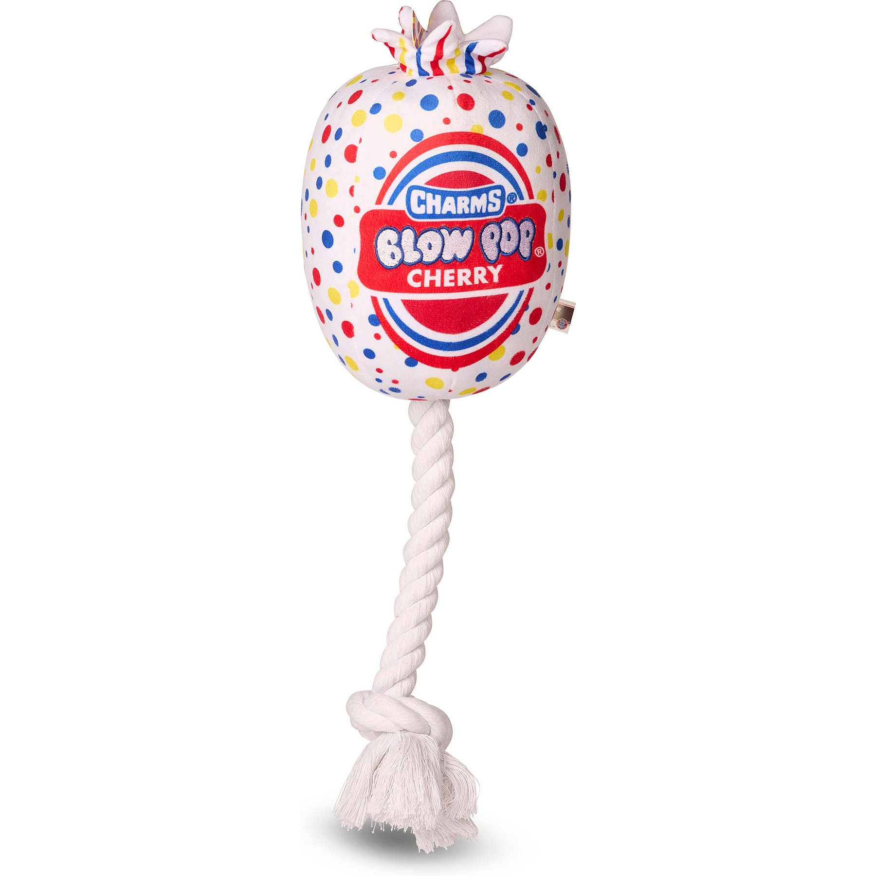 Blow Pop Cherry Scented Squeaky Dog Plush & Rope Toy, Jumbo