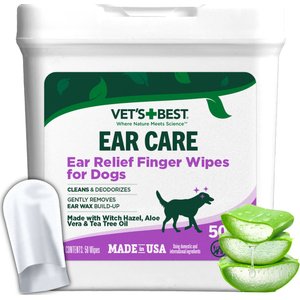 Vet's Best Ear Relief Finger Dog Wipes, 50 count