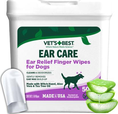 VET'S BEST Ear Relief Finger Dog Wipes, 50 count