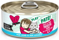 BFF Play Pate Lovers Duck & Tuna Trickster Wet Cat Food, 5.5-oz can, pack of 8