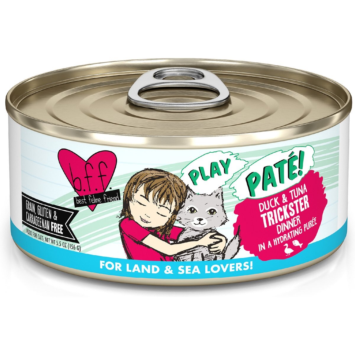 BFF Play Pate Lovers Duck & Tuna Trickster Wet Cat Food, 5.5-oz can, pack of 8