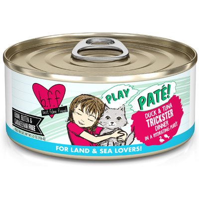 BFF BFF Play Pate Lovers Duck & Tuna Trickster Wet Cat Food, 5.5-oz can, pack of 8