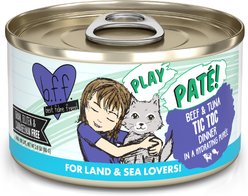 BFF Play Pate Lovers Beef & Tuna Tic Toc Wet Cat Food, 2.8-oz can, pack of 12