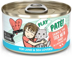 BFF Play Pate Lovers Salmon & Tuna Tuck Me In Wet Cat Food, 2.8-oz can, pack of 12