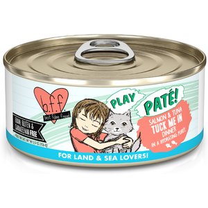 BFF Play Pate Lovers Salmon & Tuna Tuck Me In Wet Cat Food, 5.5-oz can, pack of 8