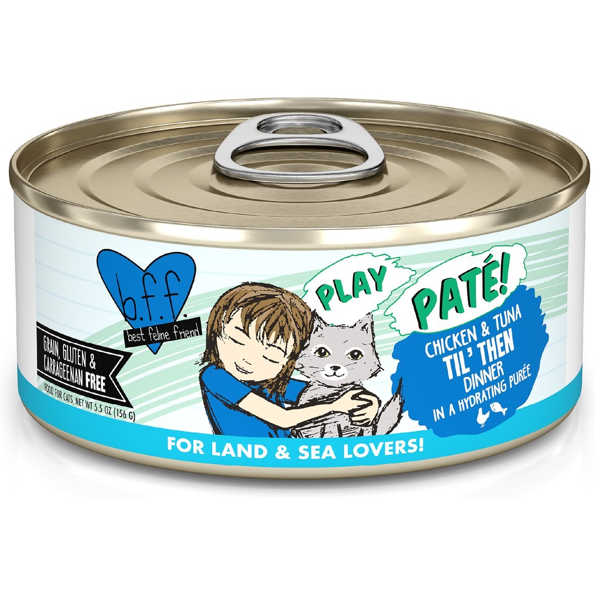 BFF Play Pate Lovers Chicken & Tuna Til' Then Grain-Free Wet Cat Food, 5.5-oz can, pack of 8