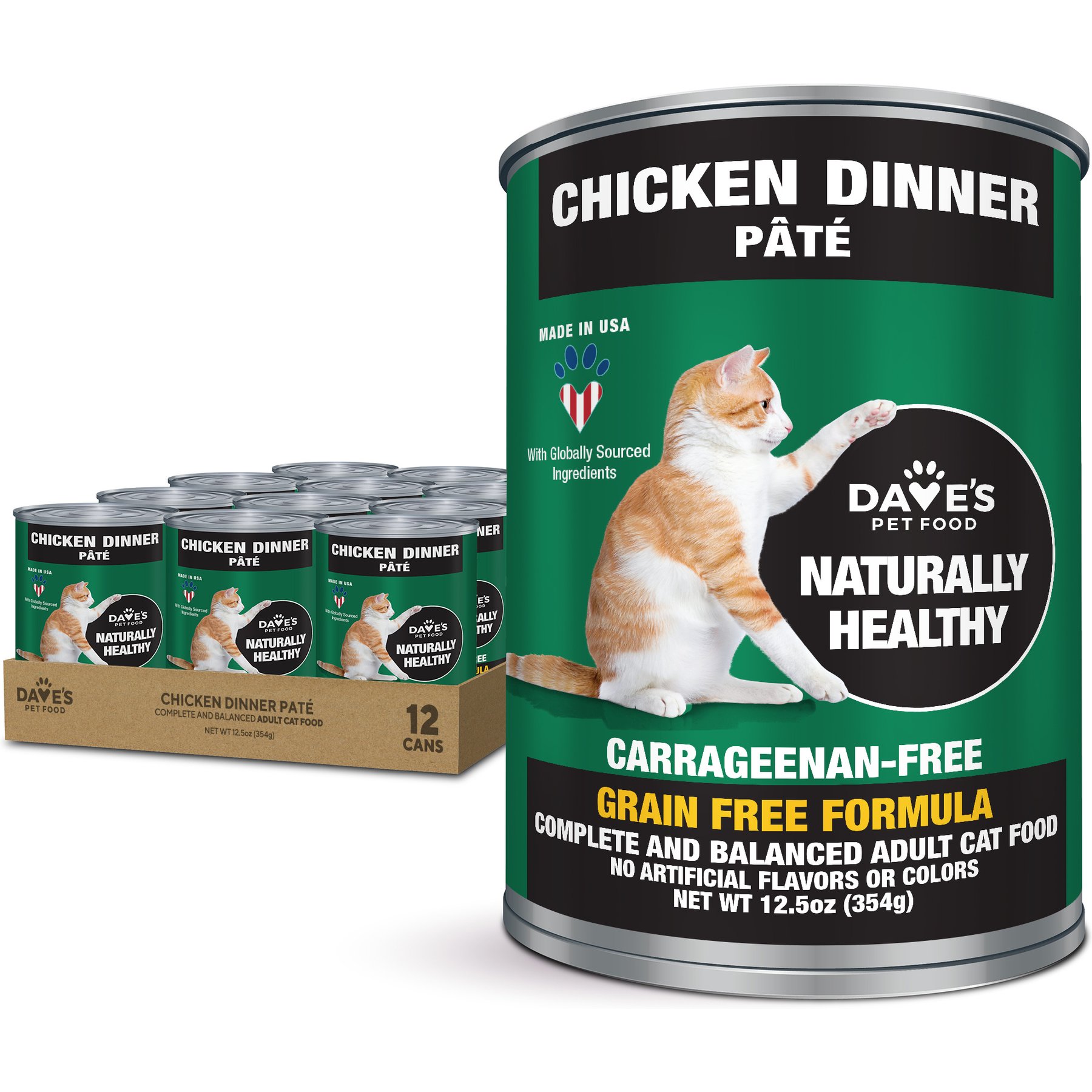 Dave's Pet Food Healthy Chicken Canned Cat Food, 12.5-oz, 12 ct
