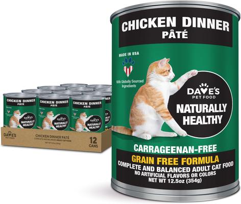 DAVE'S PET FOOD Naturally Healthy Chicken Dinner Formula Pate Grain-Free Canned  Wet Cat Food, 12.5-oz can, case of 12 - Chewy.com